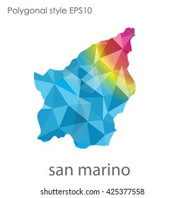 San Marino map in geometric polygonal style.Abstract gems triangle,modern design background.