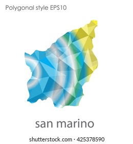 San Marino map in geometric polygonal style.Abstract gems triangle,modern design background.