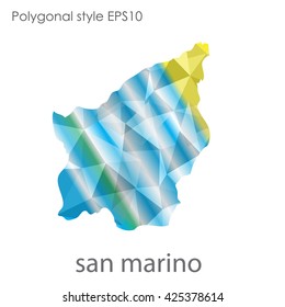 San Marino map in geometric polygonal style.Abstract gems triangle,modern design background.