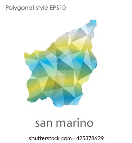 San Marino map in geometric polygonal style.Abstract gems triangle,modern design background.