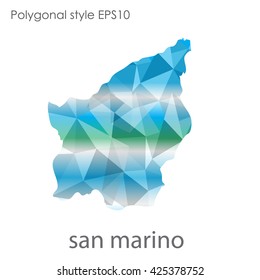 San Marino map in geometric polygonal style.Abstract gems triangle,modern design background.