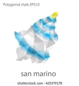 San Marino map in geometric polygonal style.Abstract gems triangle,modern design background.