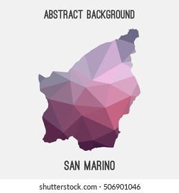 San Marino map in geometric polygonal,mosaic style.Abstract tessellation,modern design background,low poly. Vector illustration.