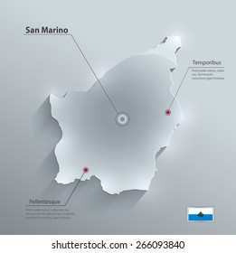 San Marino map glass card paper 3D vector