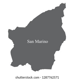 San Marino map, gray with white country name letters on the map.