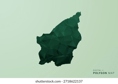 Mapa de San Marino - Ilustración vectorial de estilo polígono verde, diseño geométrico de bajo poliéster con silueta limpia sobre fondo verde suave.