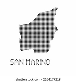 Mapa de San Marino con textura gruesa en estilo punto. Ilustración vector abstracta de un mapa de país con efecto de medio tono para infografía. 