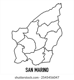 ícone do mapa de san marino isolado no fundo branco. Mapa da estrutura de tópicos. Ícone de linha simples. Ilustração vetorial