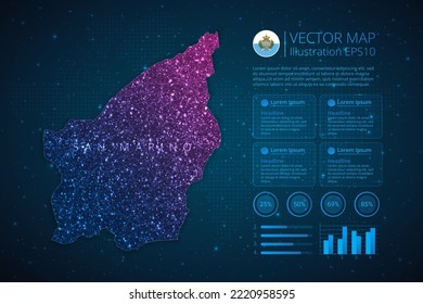 San Marino map infographics template for diagram, graph, presentation and chart with abstract geometric mesh polygonal light concept on blue background. Vector Illustration EPS10.