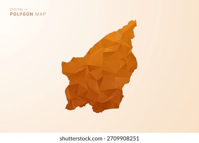 Mapa de San Marino - Ilustración vectorial de polígono de polietileno bajo en tono naranja, estilo geométrico limpio, aislado sobre fondo blanco.