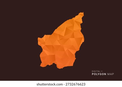San Marino Map - vetor de polígono baixo poli, silhueta geométrica triangulada em tons de laranja e marrom escuro, estilo infográfico moderno limpo, fundo isolado.