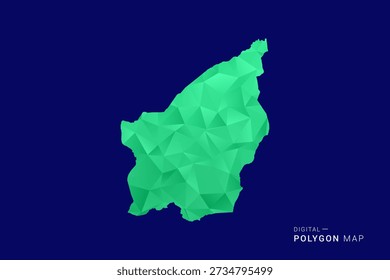 San Marino Map - vetor de polígono baixo poli, silhueta geométrica triangulada em tons verdes e azuis, estilo moderno limpo, fundo isolado para uso infográfico.