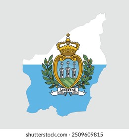 San Marino map with national flag. Vector Illustration	