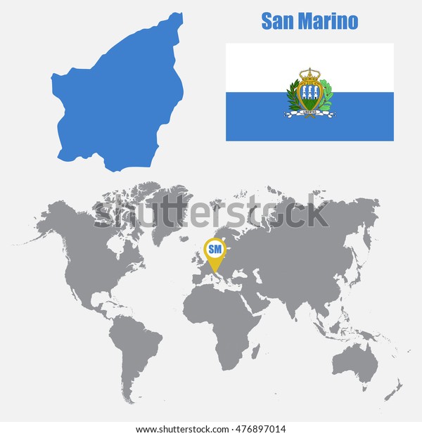 San Marino Map On World Map Stock Vector Royalty Free 476897014