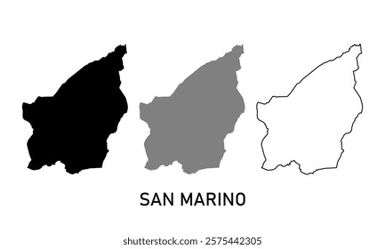 san marino map in outline style, black color , gray color