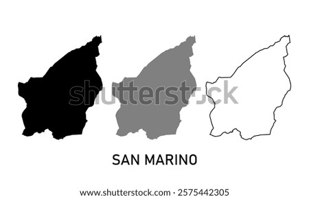 san marino map in outline style, black color , gray color