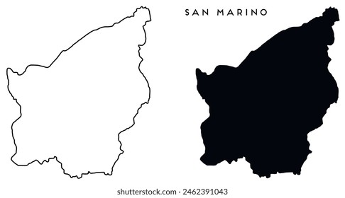 San Marino map outlined and black vector