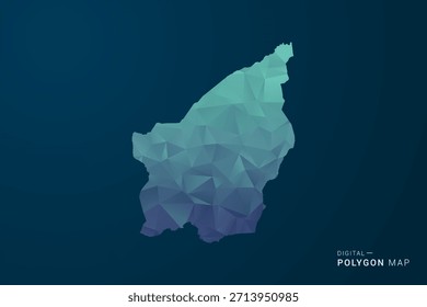 San Marino Map - Polygon Style Vector Illustration with Teal Blue Gradient, Low Poly Geometric Design, Digital and Technology Inspired, Clean Silhouette on Dark Background.