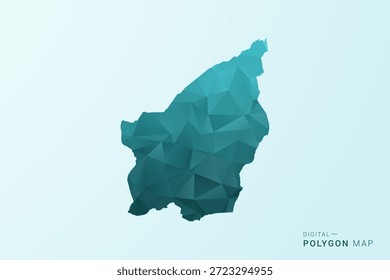 Mapa de San Marino - Ilustração vetorial estilo polígono em azul-verde azul-escuro design geométrico baixo poli, silhueta mínima moderna.