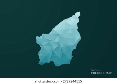 San Marino Map - Polygon style vector illustration in green and blue low poly geometric design, clean minimal silhouette for infographic.