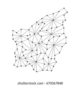 San Marino map of polygonal mosaic lines, rays and dots vector illustration. 