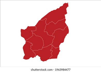 San Marino Map Red Color on White Backgound