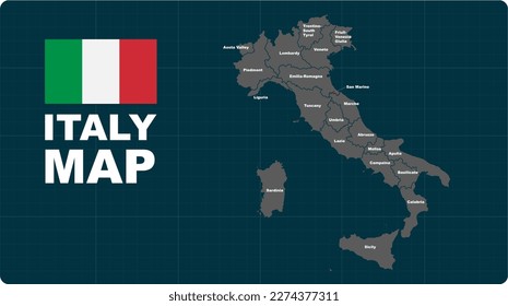 San Marino Map, San Marino red highlighted in Italy map, flat design illustration vector