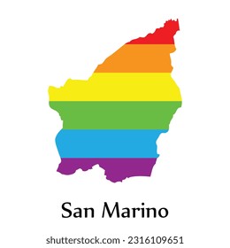 San Marino map shape fill rainbow color isolated on white background. Design concept country accept pride LGBT.