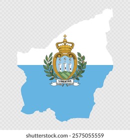 San Marino map silhouette with flag.