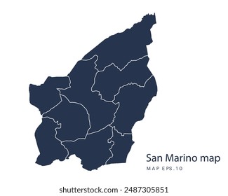 San Marino map vector, Abstract design vector illustration Eps 10. Navy color.High Detailed on white background.