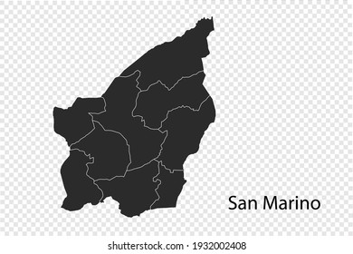 San Marino map vector, black color. isolated on transparent background