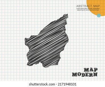San Marino map of vector black silhouette chaotic hand drawn scribble sketch on grid paper used for notes or decoration.