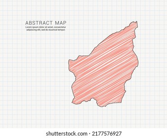 San Marino map of vector color silhouette chaotic hand drawn scribble sketch on grid paper.
