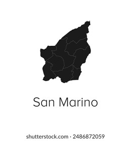 San Marino Map Vector Illustration - Silhouette, Outline, San Marino Travel and Tourism Map