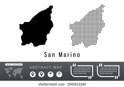 San Marino map vector set halftone dots black.