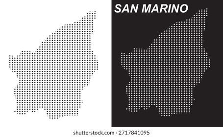 San Marino Mapa Vetor, Sul da Europa Microstate Padrão Pontilhado Formas Preto e Branco, San Marino Infográfico Modelo, Editável EPS San Marino Geografia