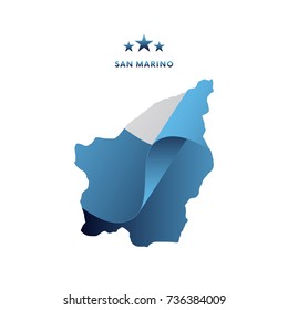 San Marino map with waving flag. Vector illustration.