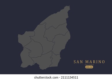 San Marino Map - World Map International vector template with High detailed including grey and black outline color isolated on black background - Vector illustration eps 10