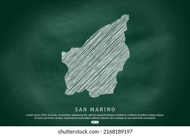 San Marino Map - World Map International vector template with white outline graphic sketch and old school style  isolated on Green Chalkboard background - Vector illustration eps 10