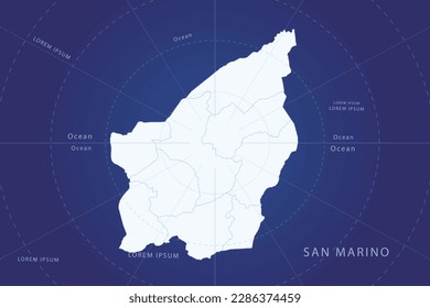 San Marino Map - World Map International vector template with High detailed and white color including circle line on blue background for design, infographic, website - Vector illustration eps 10