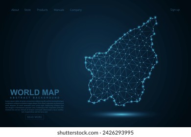 San Marino Map - World Map mash line and point scales on blue technology background. Wire Frame 3D mesh polygonal network line, design sphere, dot and structure - Vector illustration eps 10