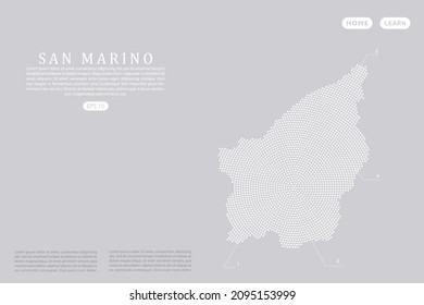 San Marino Map - World map vector template with White dots, grid, grunge, halftone style isolated on grey background for education, infographic, design, website - Vector illustration eps 10