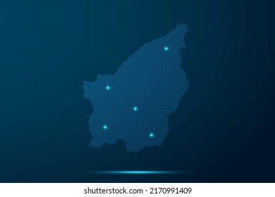 Mapa de San Marino - Plantilla vectorial del Mapa Mundial con puntos, rejilla, grunge, estilo y luz de medio tono, línea de red, esfera de diseño sobre fondo de tecnología azul - Ilustración vectorial eps 10