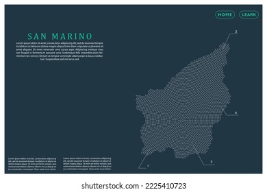 San Marino Map - World map vector template with Grey dots, grid, grunge, halftone style isolated on green background for education, infographic, design, website, banner - Vector illustration eps 10