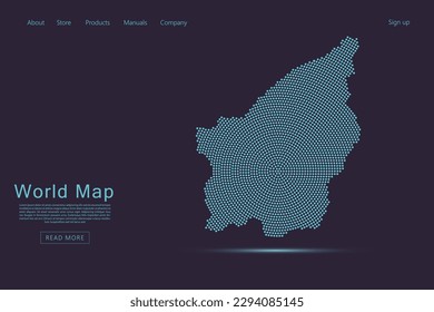 San Marino Map - World map vector template with blue dots, grid, grunge, halftone style isolated on dark purple background for website, infographic, technology design - Vector illustration eps 10