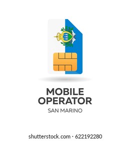San Marino mobile operator. SIM card with flag. Vector illustration