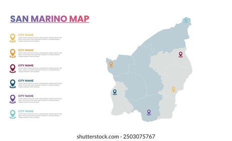 San Marino Modern Map Infographic Template, Detailed infographic map of San Marino Popular City