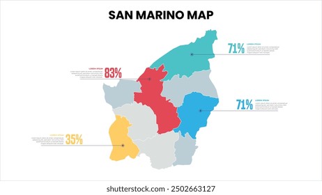 San Marino Modern Map Percentage Infographic Template, Detailed infographic map of San Marino