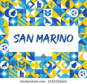 San Marino national day, San Marino independence day, happy flag day of San Marino, Flag of San Marino modern geometric retro abstract design