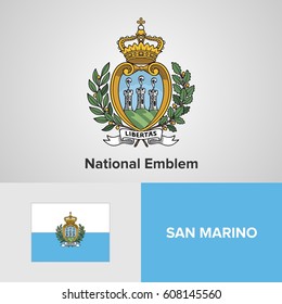 San Marino National Emblem and flag 